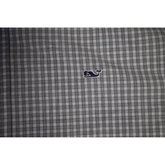 Vineyard Vines Button-Up Shirt Men L Gray/White Gingham Slim Fit Logo Embroidery - Picture 4 of 10